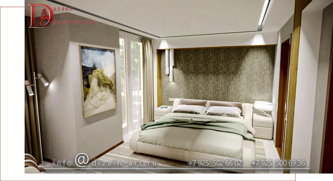 Хозяйская спальня в стиле контемпорари