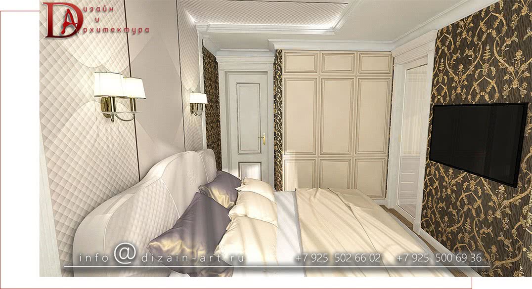 Спальня в Подмосковной квартире в стиле неоклассицизм